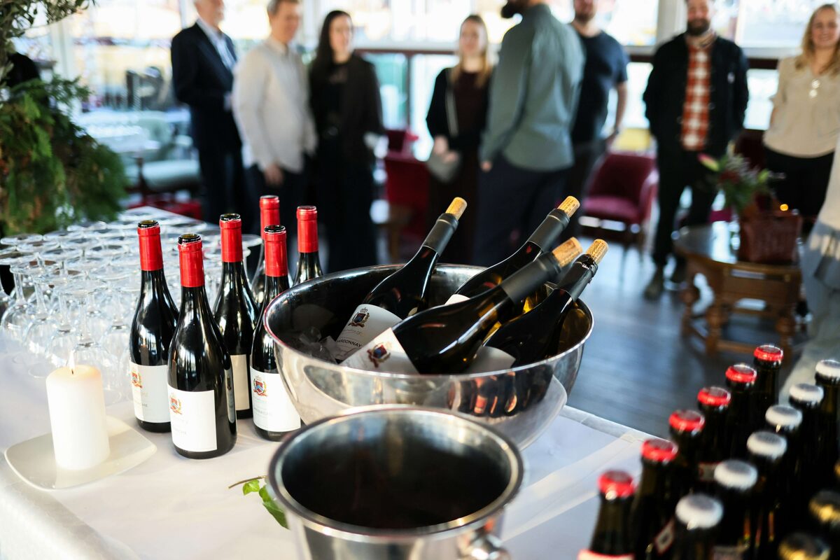 bottles of wine on a table ready to serve