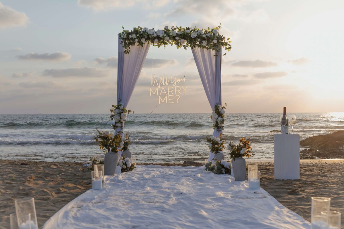 wedding ceremony setup on the beach